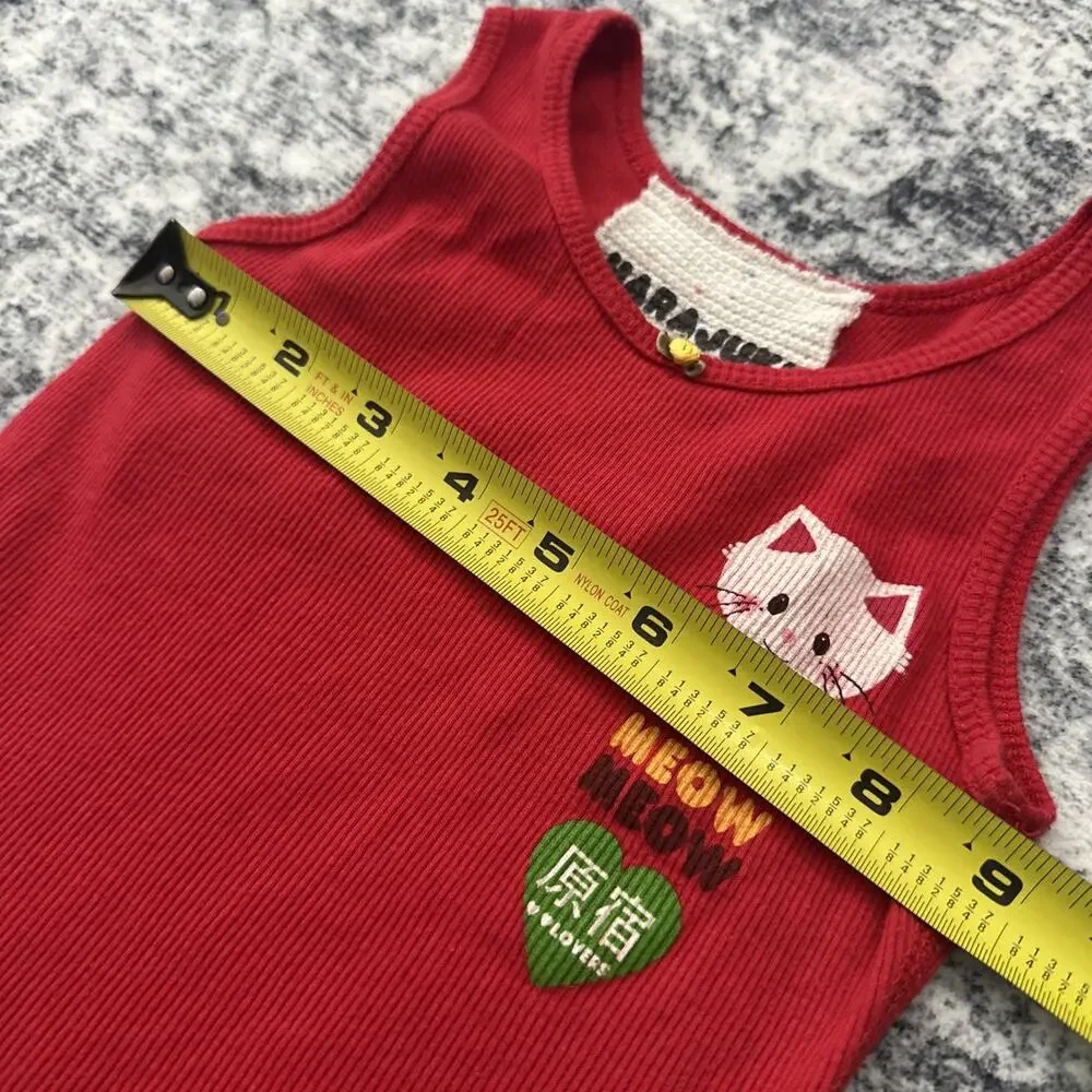 4T Gwen Stefani Harajuku Lovers Tank Top No Doubt Red‎ Kitty Toddler Meow Shirt